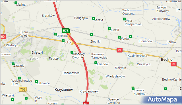 mapa Kaszewy Tarnowskie, Kaszewy Tarnowskie na mapie Targeo