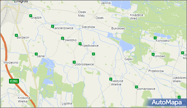 mapa Kaszyce Milickie, Kaszyce Milickie na mapie Targeo