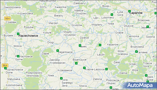 mapa Kawec, Kawec na mapie Targeo