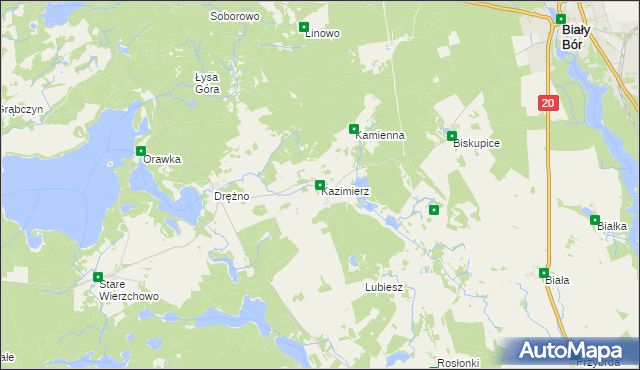 mapa Kazimierz gmina Biały Bór, Kazimierz gmina Biały Bór na mapie Targeo