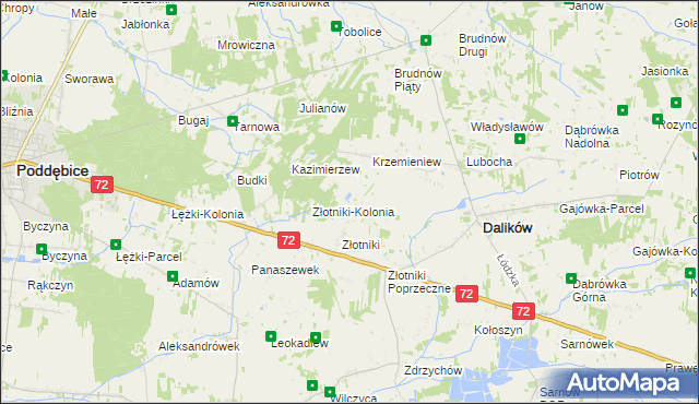 mapa Kazimierzów gmina Dalików, Kazimierzów gmina Dalików na mapie Targeo