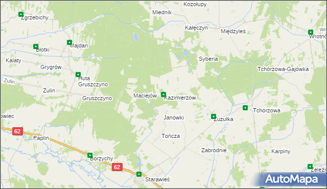 mapa Kazimierzów gmina Stoczek, Kazimierzów gmina Stoczek na mapie Targeo