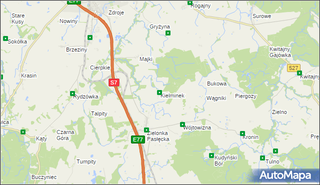 mapa Kielminek, Kielminek na mapie Targeo