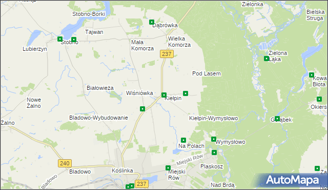 mapa Kiełpin gmina Tuchola, Kiełpin gmina Tuchola na mapie Targeo