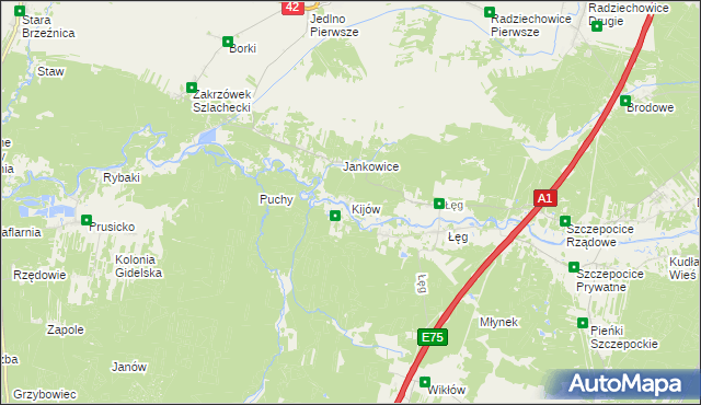 mapa Kijów gmina Kruszyna, Kijów gmina Kruszyna na mapie Targeo