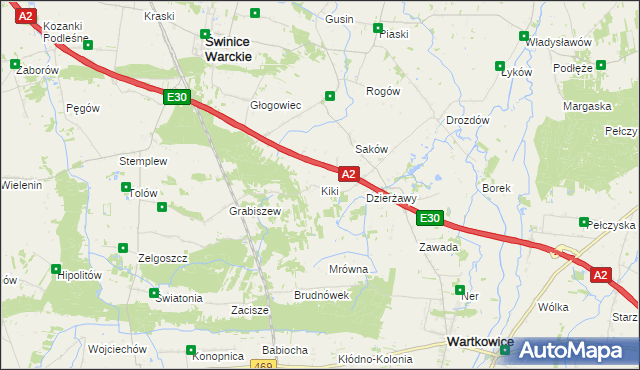 mapa Kiki gmina Wartkowice, Kiki gmina Wartkowice na mapie Targeo