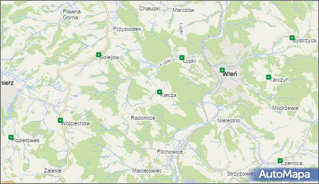 mapa Klecza, Klecza na mapie Targeo