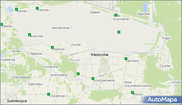 mapa Kleszczów powiat bełchatowski, Kleszczów powiat bełchatowski na mapie Targeo