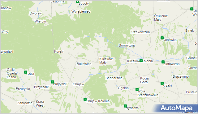 mapa Kliczków Mały, Kliczków Mały na mapie Targeo