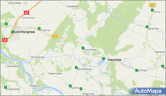 mapa Klimontów gmina Niechlów, Klimontów gmina Niechlów na mapie Targeo