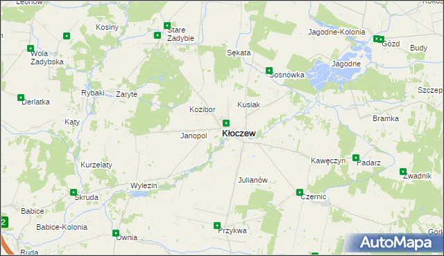 mapa Kłoczew, Kłoczew na mapie Targeo