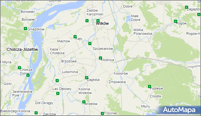 mapa Kłodnica gmina Wilków, Kłodnica gmina Wilków na mapie Targeo