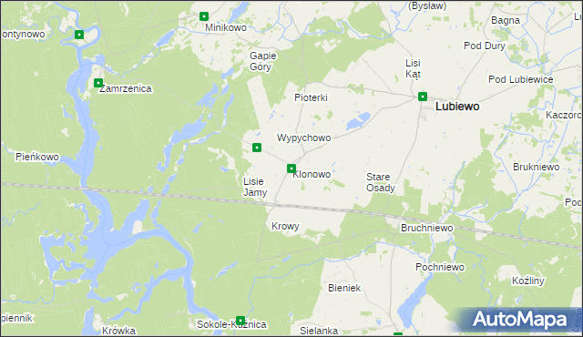 mapa Klonowo gmina Lubiewo, Klonowo gmina Lubiewo na mapie Targeo