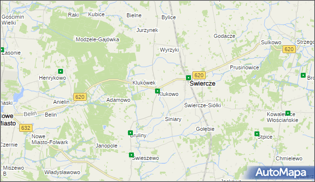 mapa Klukowo gmina Świercze, Klukowo gmina Świercze na mapie Targeo