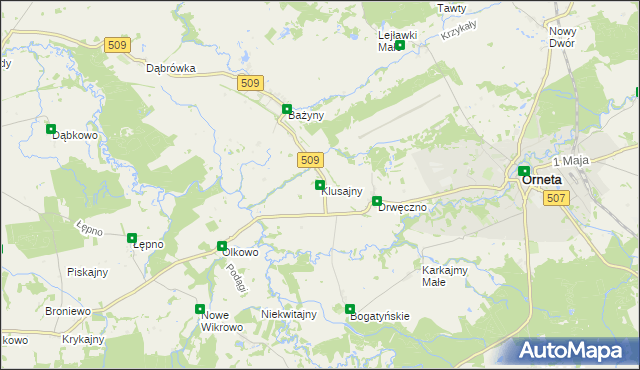 mapa Klusajny, Klusajny na mapie Targeo