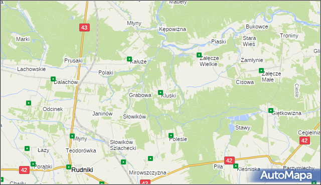 mapa Kluski gmina Pątnów, Kluski gmina Pątnów na mapie Targeo