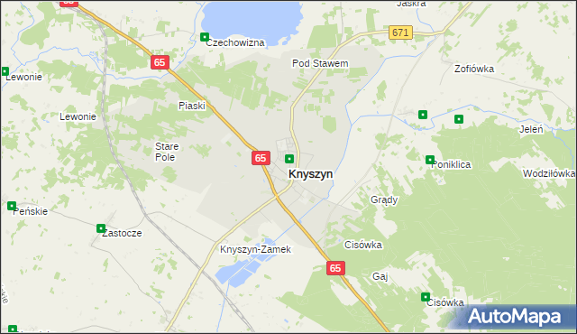 mapa Knyszyn powiat moniecki, Knyszyn powiat moniecki na mapie Targeo