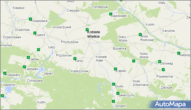 mapa Kobiele Małe, Kobiele Małe na mapie Targeo