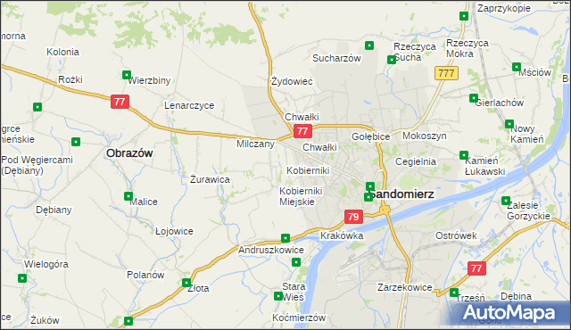 mapa Kobierniki gmina Samborzec, Kobierniki gmina Samborzec na mapie Targeo