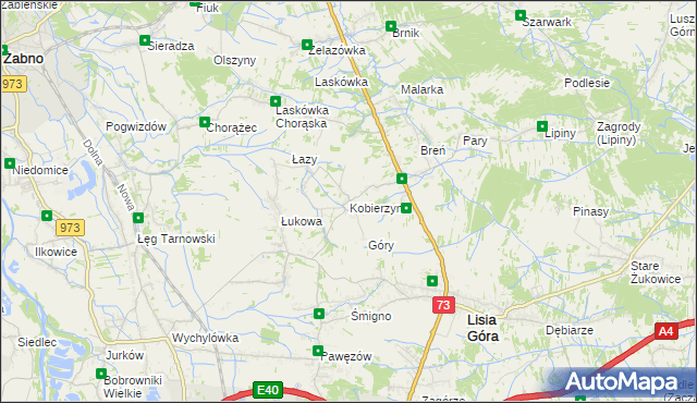 mapa Kobierzyn gmina Lisia Góra, Kobierzyn gmina Lisia Góra na mapie Targeo