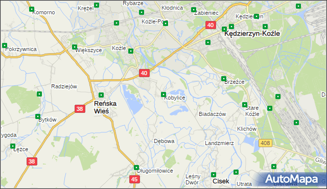 mapa Kobylice gmina Cisek, Kobylice gmina Cisek na mapie Targeo