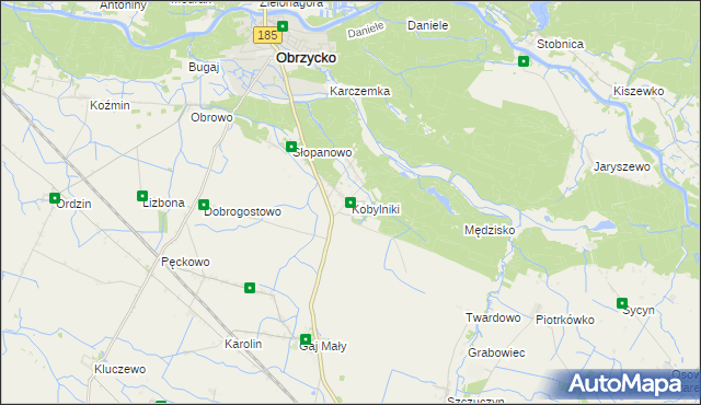 mapa Kobylniki gmina Obrzycko, Kobylniki gmina Obrzycko na mapie Targeo