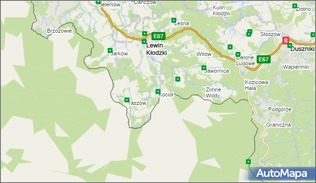 mapa Kocioł gmina Lewin Kłodzki, Kocioł gmina Lewin Kłodzki na mapie Targeo