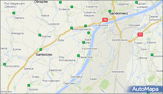 mapa Koćmierzów, Koćmierzów na mapie Targeo