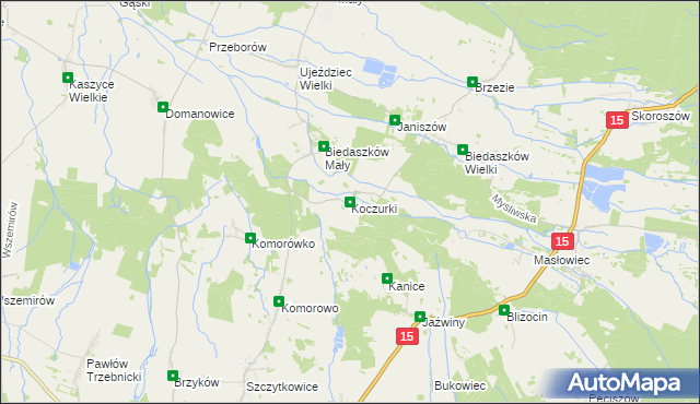 mapa Koczurki, Koczurki na mapie Targeo