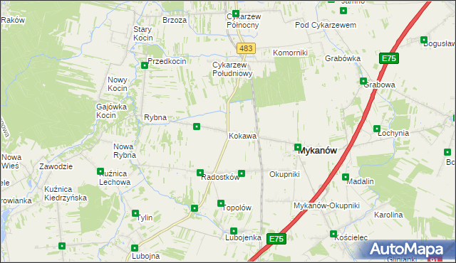 mapa Kokawa, Kokawa na mapie Targeo