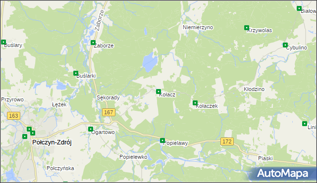 mapa Kołacz gmina Połczyn-Zdrój, Kołacz gmina Połczyn-Zdrój na mapie Targeo