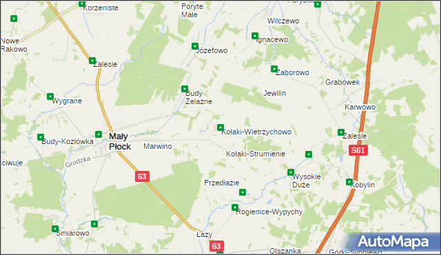 mapa Kołaki-Wietrzychowo, Kołaki-Wietrzychowo na mapie Targeo