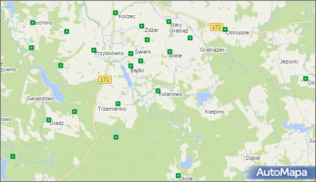 mapa Kolanowo, Kolanowo na mapie Targeo