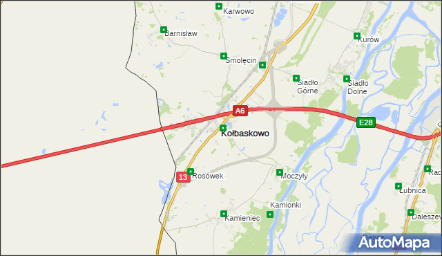 mapa Kołbaskowo, Kołbaskowo na mapie Targeo