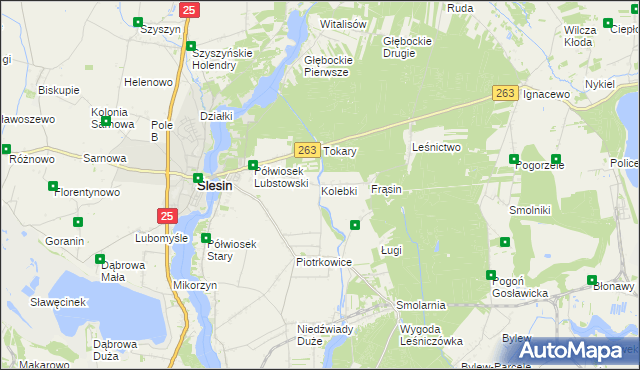 mapa Kolebki, Kolebki na mapie Targeo