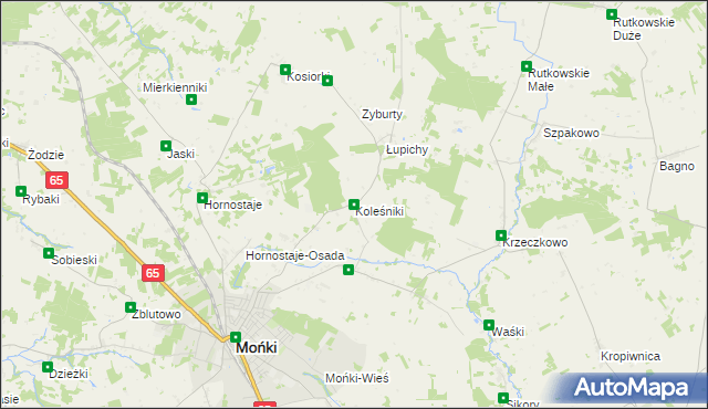 mapa Koleśniki gmina Mońki, Koleśniki gmina Mońki na mapie Targeo