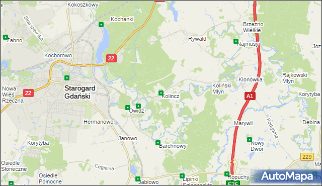 mapa Kolincz, Kolincz na mapie Targeo