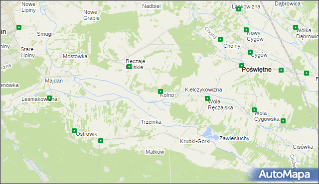 mapa Kolno gmina Poświętne, Kolno gmina Poświętne na mapie Targeo