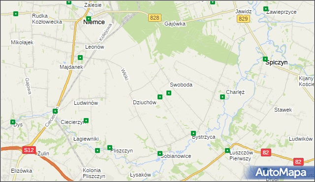 mapa Kolonia Bystrzyca gmina Niemce, Kolonia Bystrzyca gmina Niemce na mapie Targeo