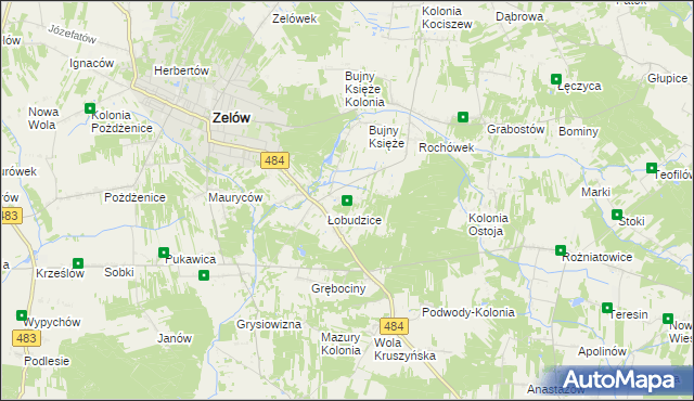 mapa Kolonia Łobudzice, Kolonia Łobudzice na mapie Targeo