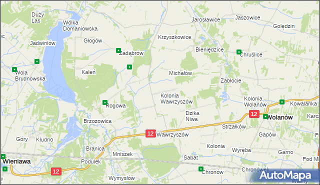 mapa Kolonia Wawrzyszów, Kolonia Wawrzyszów na mapie Targeo