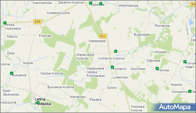 mapa Komarno-Kolonia, Komarno-Kolonia na mapie Targeo