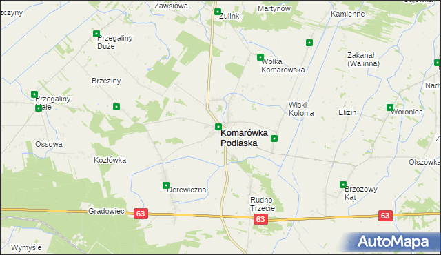 mapa Komarówka Podlaska, Komarówka Podlaska na mapie Targeo
