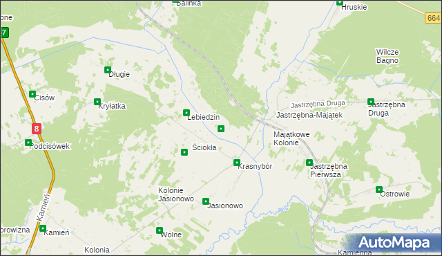 mapa Komaszówka gmina Sztabin, Komaszówka gmina Sztabin na mapie Targeo