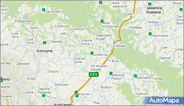 mapa Kombornia, Kombornia na mapie Targeo