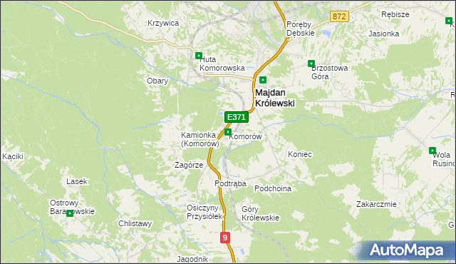 mapa Komorów gmina Majdan Królewski, Komorów gmina Majdan Królewski na mapie Targeo