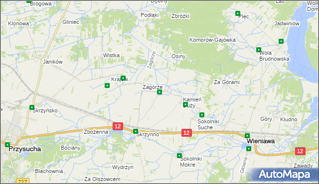 mapa Komorów gmina Wieniawa, Komorów gmina Wieniawa na mapie Targeo