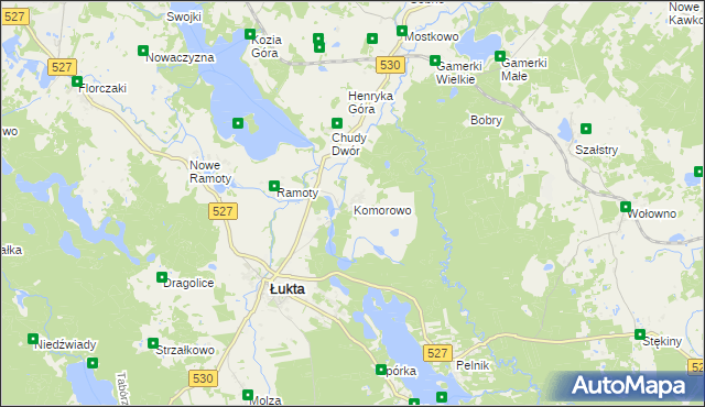 mapa Komorowo gmina Łukta, Komorowo gmina Łukta na mapie Targeo