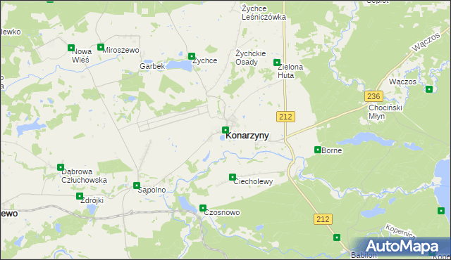 mapa Konarzyny powiat chojnicki, Konarzyny powiat chojnicki na mapie Targeo