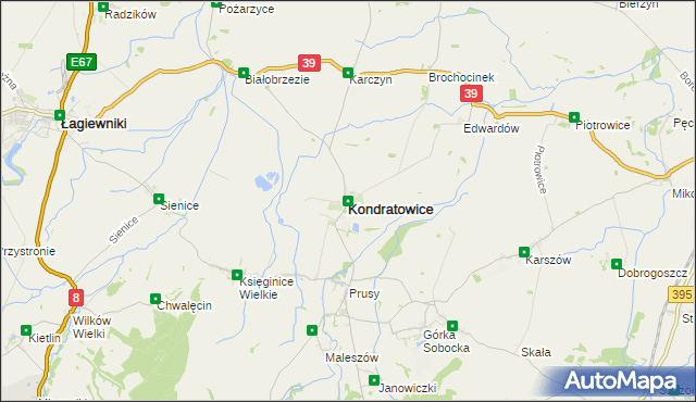 mapa Kondratowice, Kondratowice na mapie Targeo